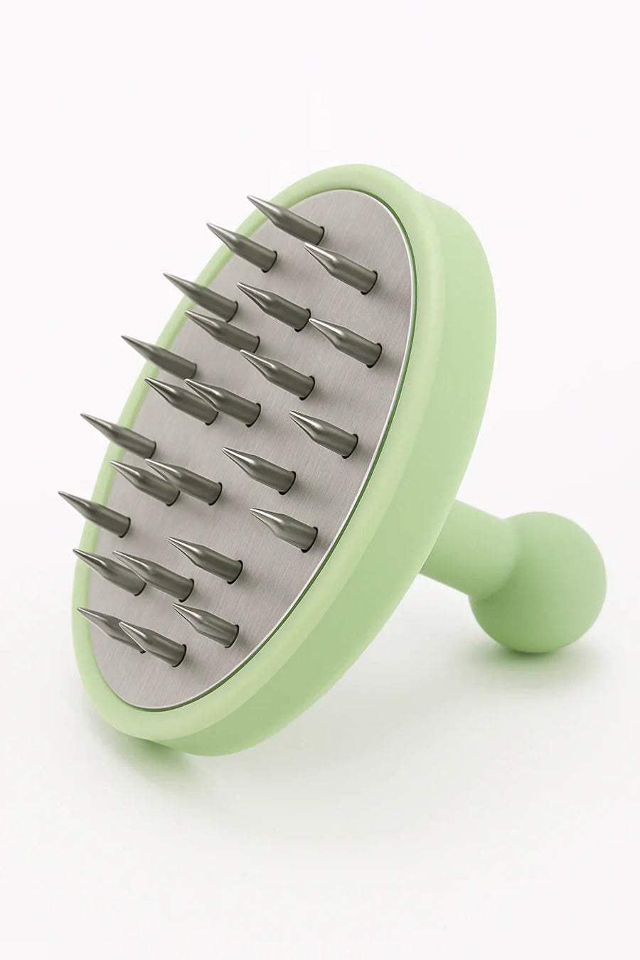 Lichtgroene ronde aluminium gatenprikker voor shisha en shisha folie, scherpe spikes, compacte handgreep, vooraanzicht