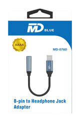 MD Blue Lightning connector omgezet naar 3,5 mm koptelefoonaansluiting voor iPhone