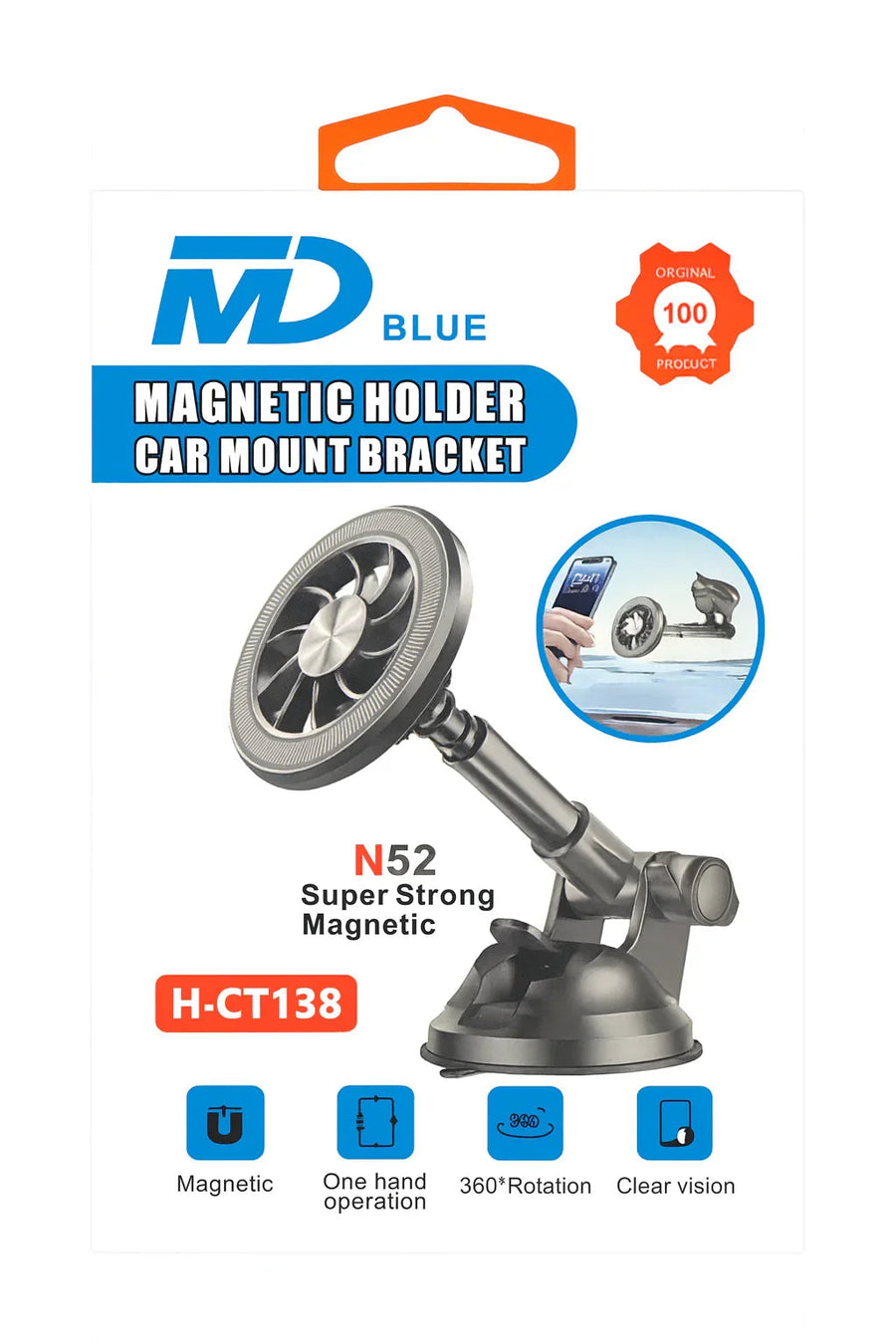 Magnetische autohouder voor telefoon op voorruit of dashboard