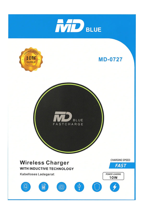 MD Blue draadloze Qi-lader 10W voor iPhone en Samsung, hoofdaanzicht