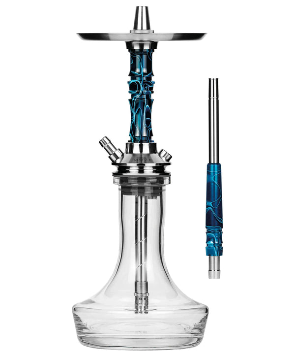 Moze Breeze Pro compacte hookah met matglazen wavy vaas en roestvrij stalen afwerking