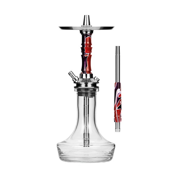 Moze Breeze Pro compacte hookah met rood-paarse vaas en stalen shaft
