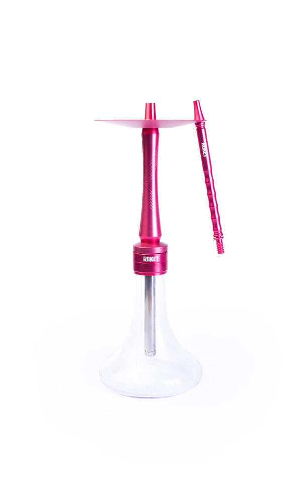 Roze Mr Eds E17 Rocket waterpijp van 48 cm met glazen vaas en ingebouwde diffuser