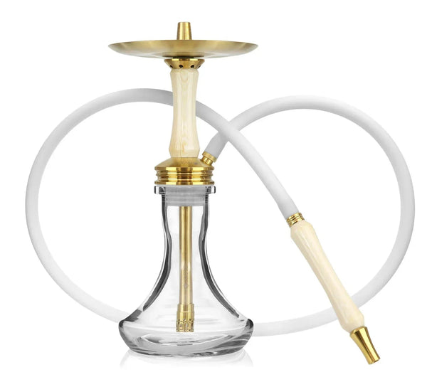 Ocean Kaif S Small compacte hookah met wit houten mondstuk en gouden accenten