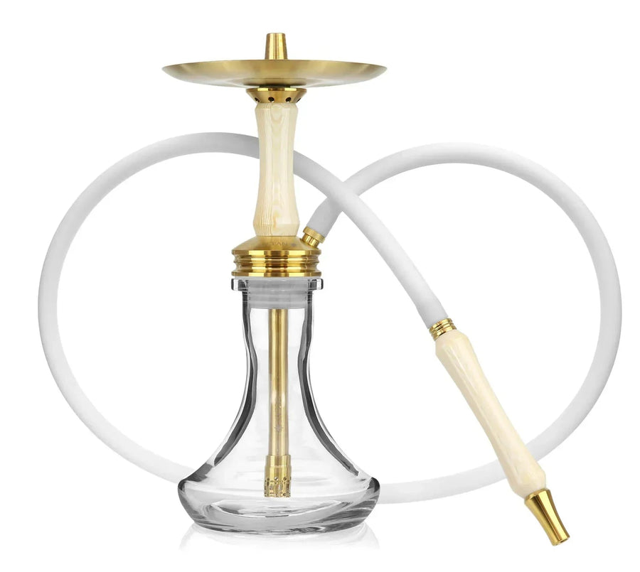 Ocean Kaif S Small compacte hookah met wit houten mondstuk en gouden accenten