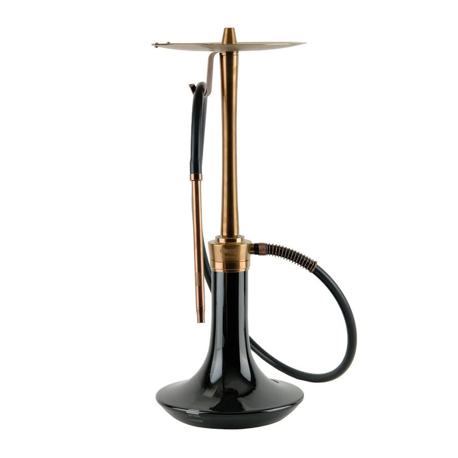 Oduman Cosmo bronzen waterpijp van 60 cm met zwarte vaas en dienblad