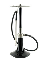 Oduman Cosmo Silver Black hookah met roestvrij stalen frame en zwarte glazen vaas