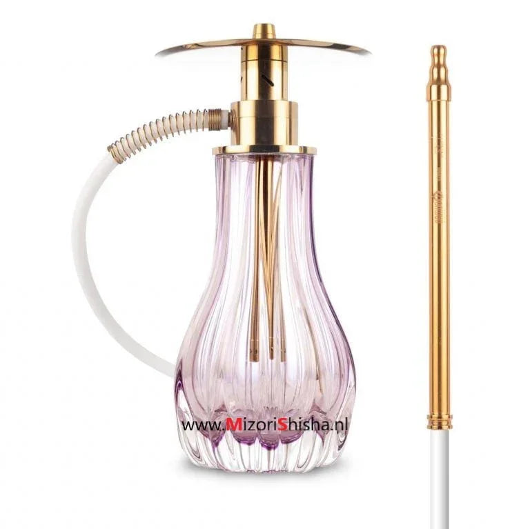 Oduman Dream M1 Pink waterpijp met roze kristallen vaas, vooraanzicht