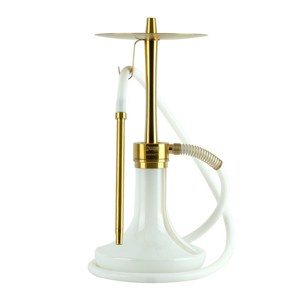 Oduman Infinity hookah wit goud met titaniumcoating, vooraanzicht