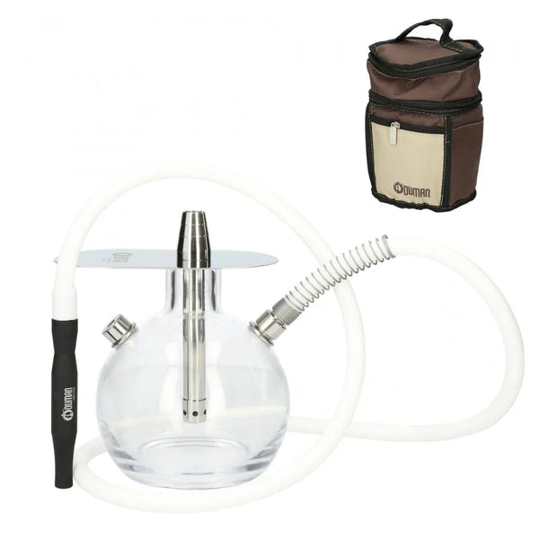 Zijaanzicht van de Oduman N8 hookah waterpijp met stalen schacht