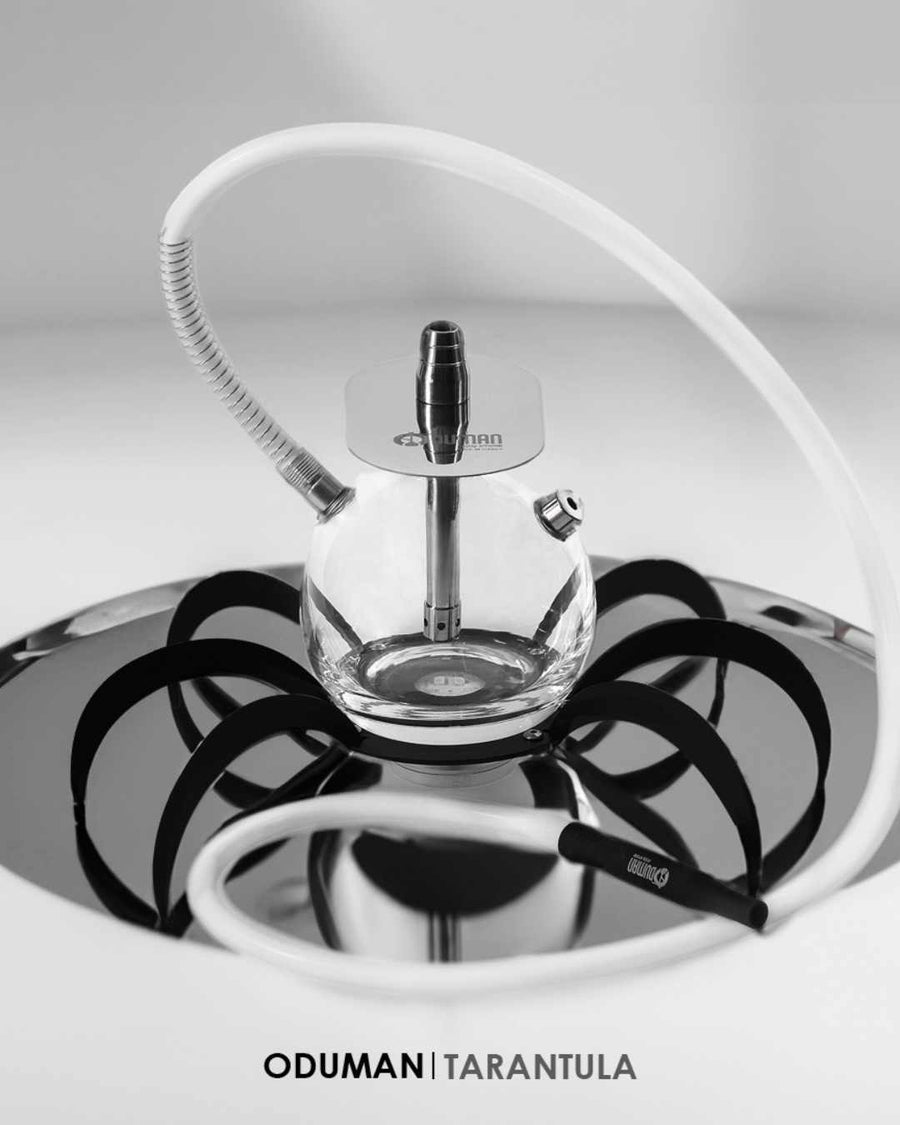 Oduman N9 Tarantula hookah van glas met roestvrij stalen spinframe