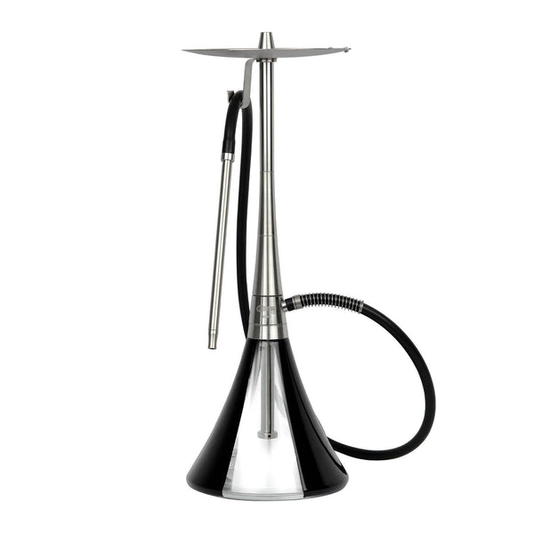 Oduman Orion Silver Black shisha met zwarte glazen vaas en zilveren body
