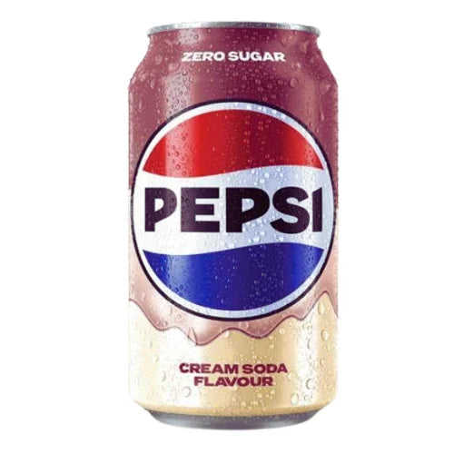 Blikje Pepsi Cream Soda 330ml met romige vanille-cola smaak