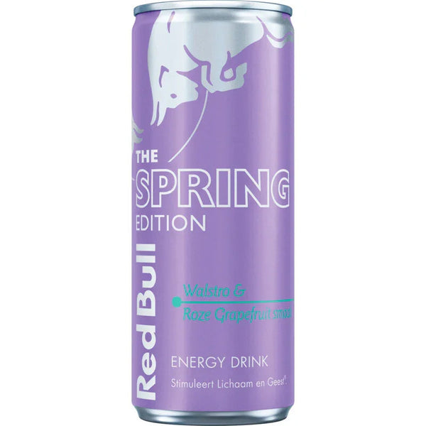 Blikje Red Bull Spring Edition met walstro- en grapefruitsmaak, 250 ml