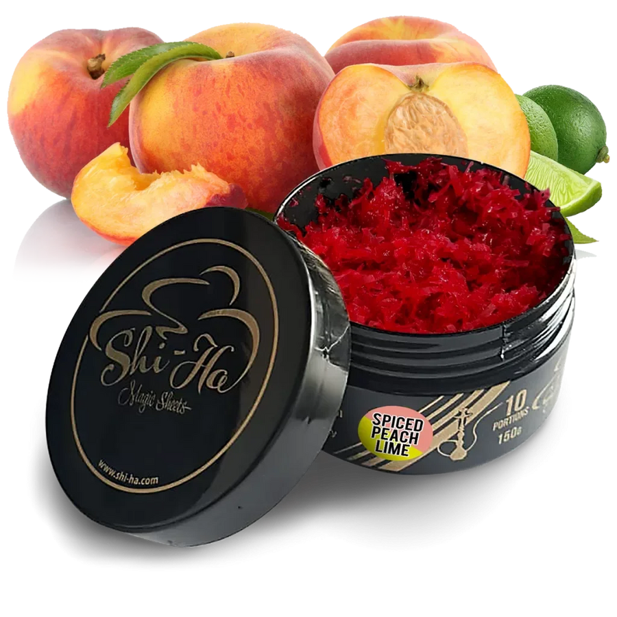 Shi-Ha Spice Peach Lime waterpijp tabak 150gr zonder nicotine, smaakalternatief voor Serbetli