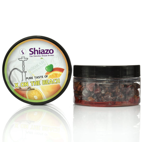 Jar of Shiazo X on the Beach steam stones, 100 grams of peach and grenadine without nicotine