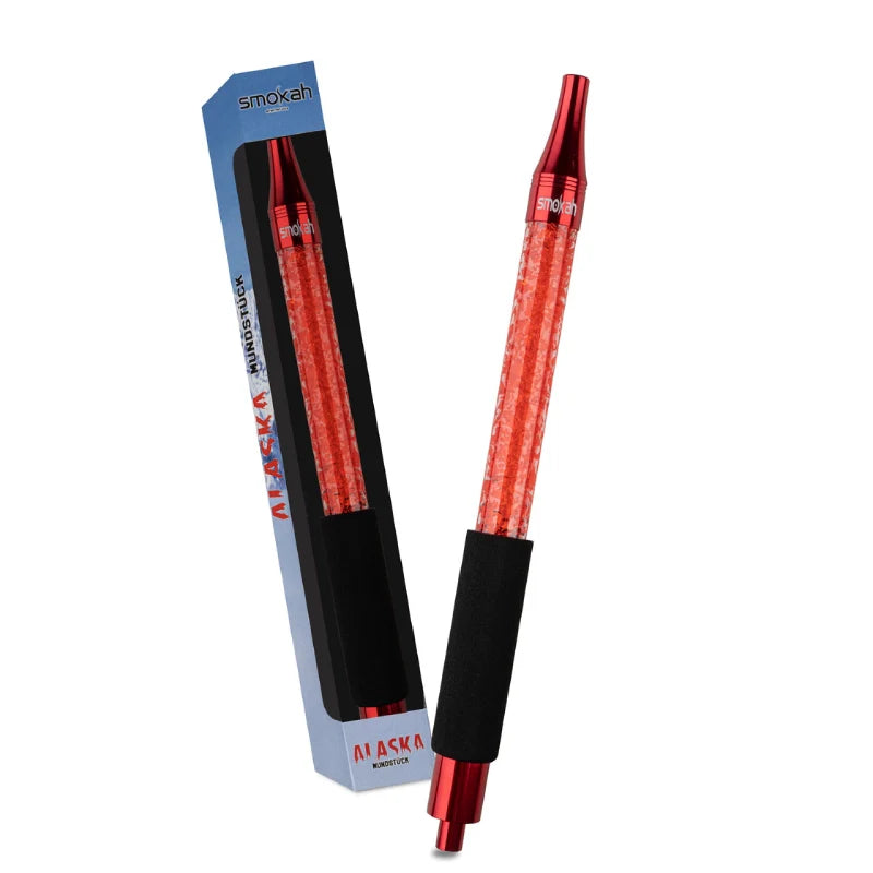 Smokah Ice Mondstuk Alaska Red waterpijp koelmondstuk met glanzende rode afwerking en foam handvat