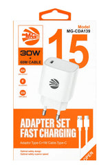 MG oplaadset met 30W USB-C adapter en 60W USB-C kabel van 1 meter