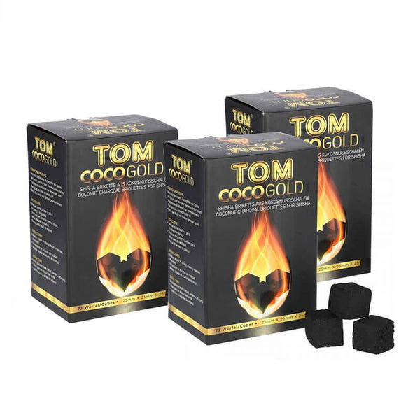 Tom Cococha Gold 25mm kokoskolen, drie pakken van 3 KG voor de shisha