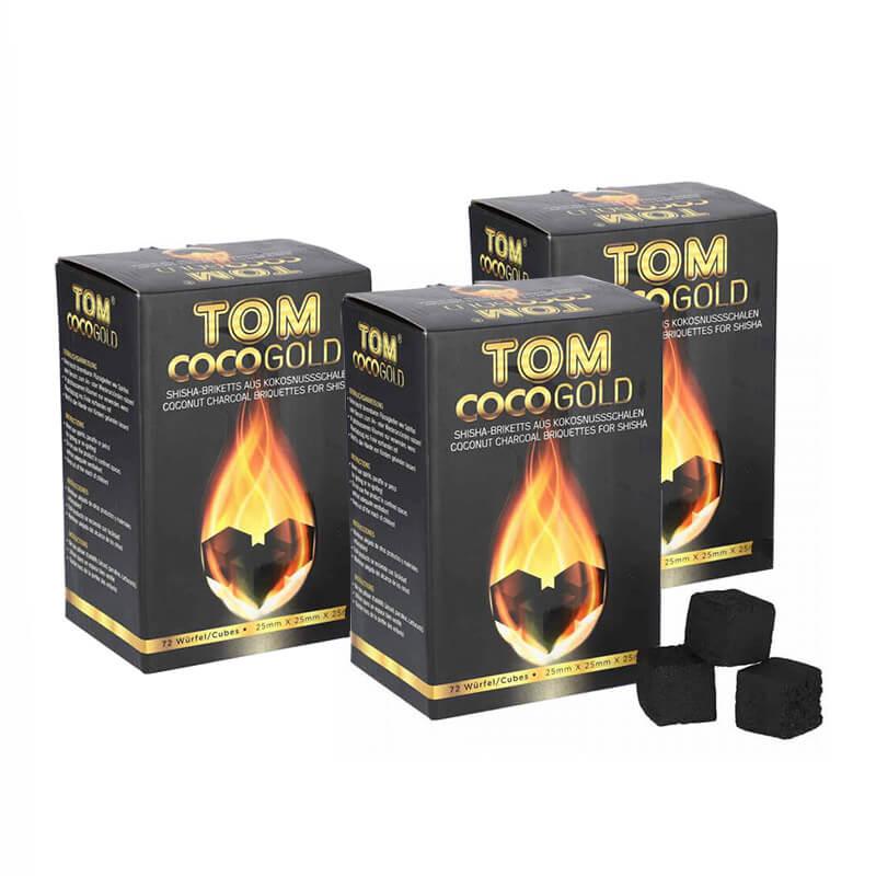 Tom Cococha Gold 25mm kokoskolen, drie pakken van 3 KG voor de shisha
