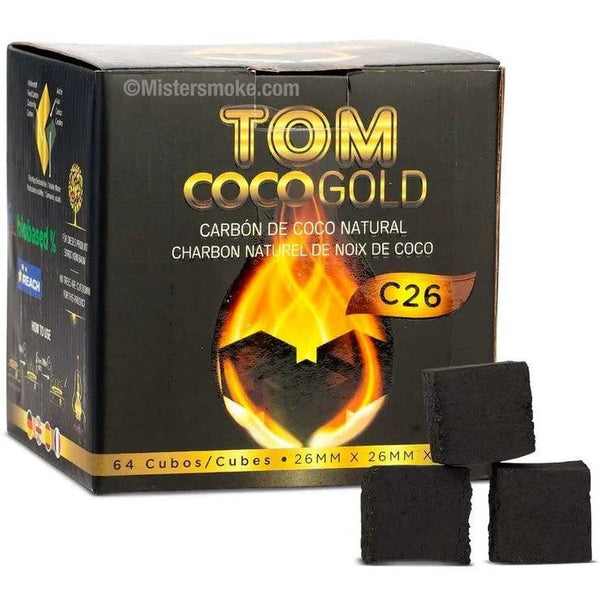 Kubusvormige kokoskolen Tom Cococha Gold C26 voor de waterpijp