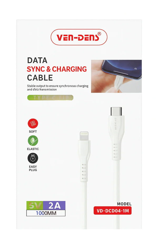 Ven-Dens USB-C Lightning kabel 1 meter voor snel opladen iPhone iPad