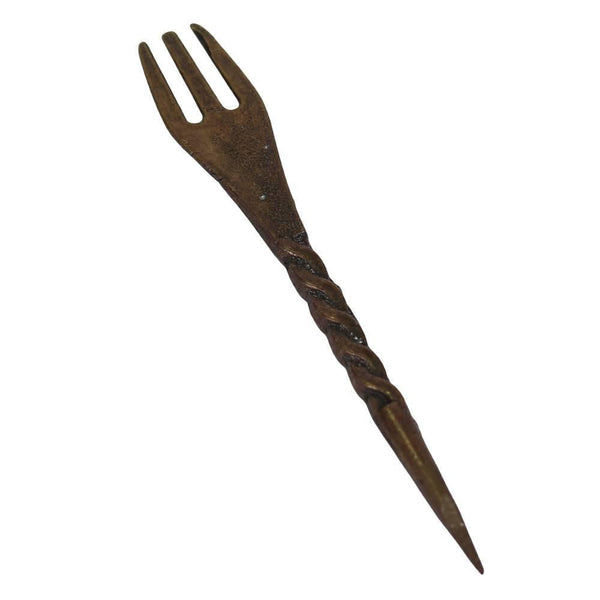 Waterpijp tabaksvork met folieprikker, antiek bronze afwerking op witte achtergrond