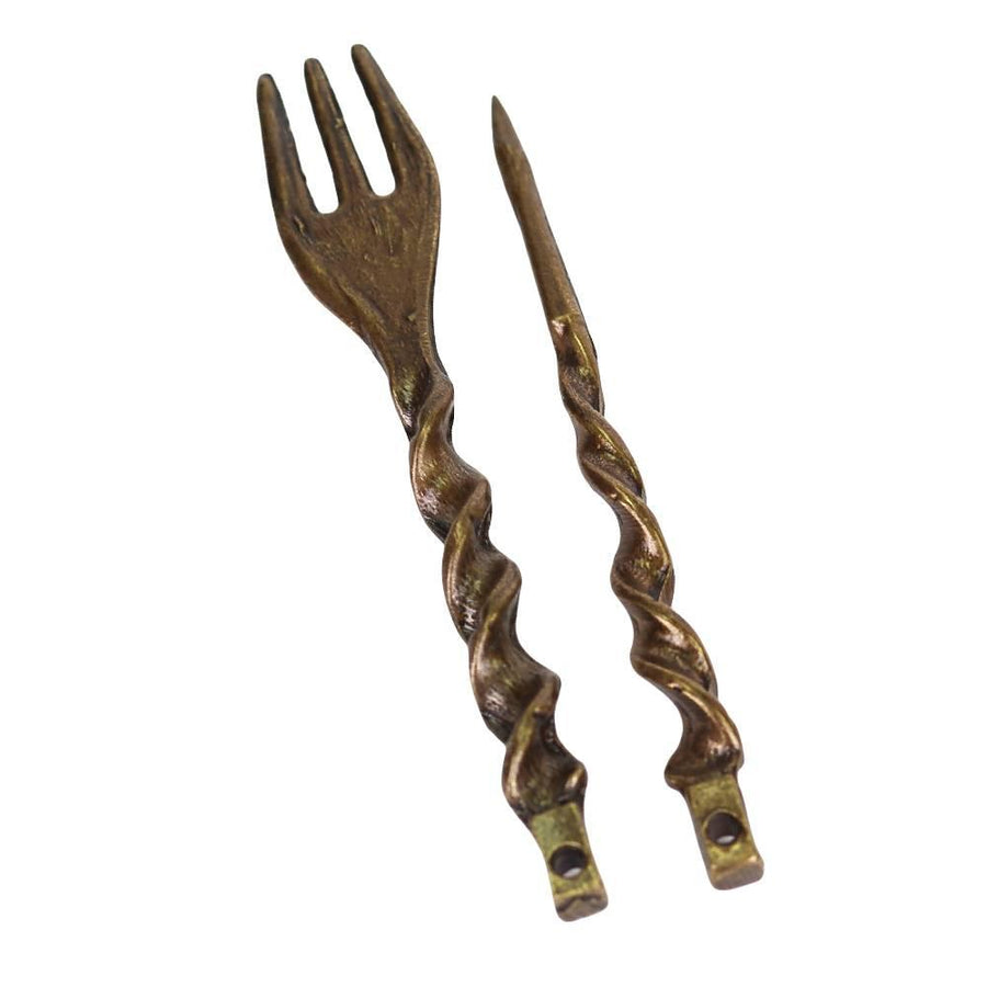 Waterpijp tabaksvork en folieprikker Curl set in antiekgoud