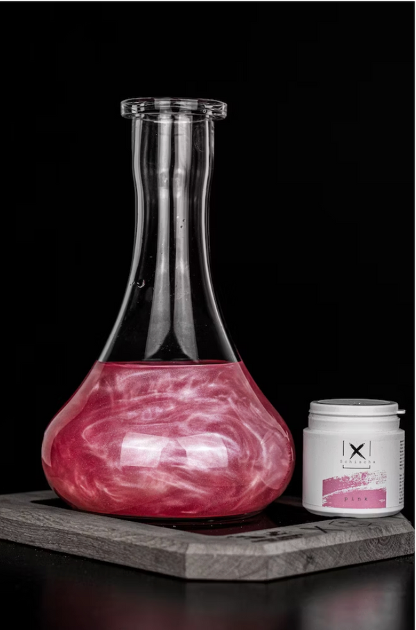 Roze glitterpoeder XSchischa Pink Sparkle voor waterpijp vaas