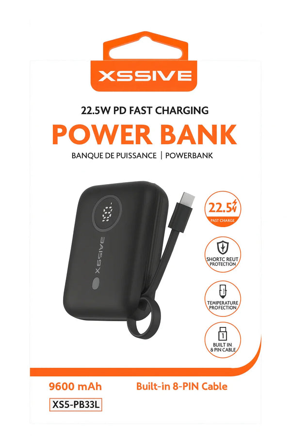 Xssive powerbank 9600mAh met snelle 22.5W oplaadtechnologie