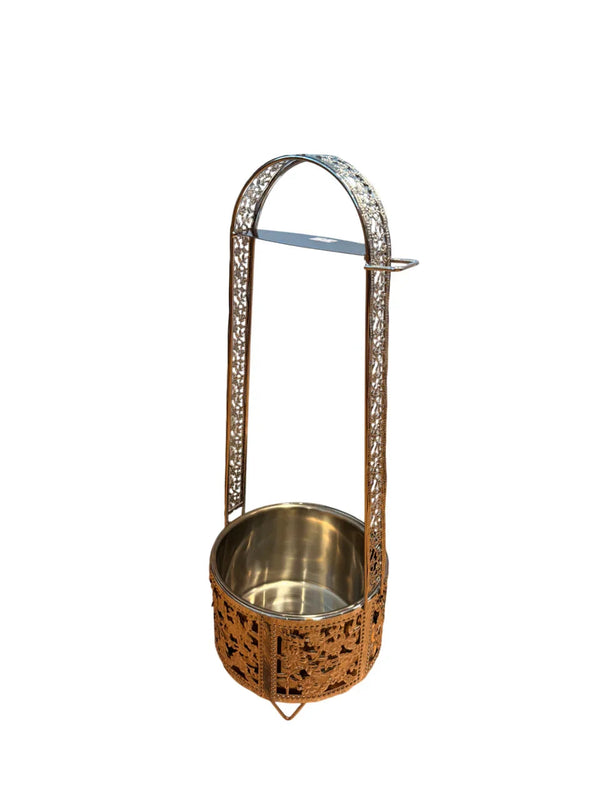 Zilveren metalen kolendrager maat Large voor het veilig verplaatsen van waterpijp kolen
